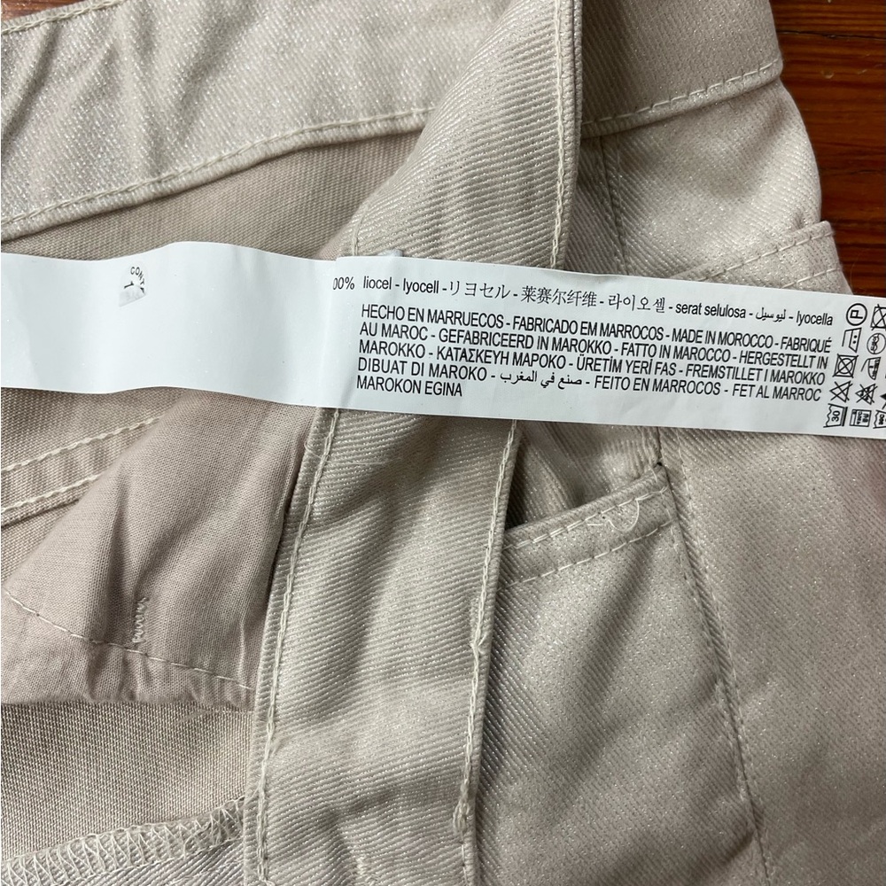 Zara Baggy Wide Leg High Rise Lyocell Pants Shimmer Size 10 🍄 - Picture 7 of 10